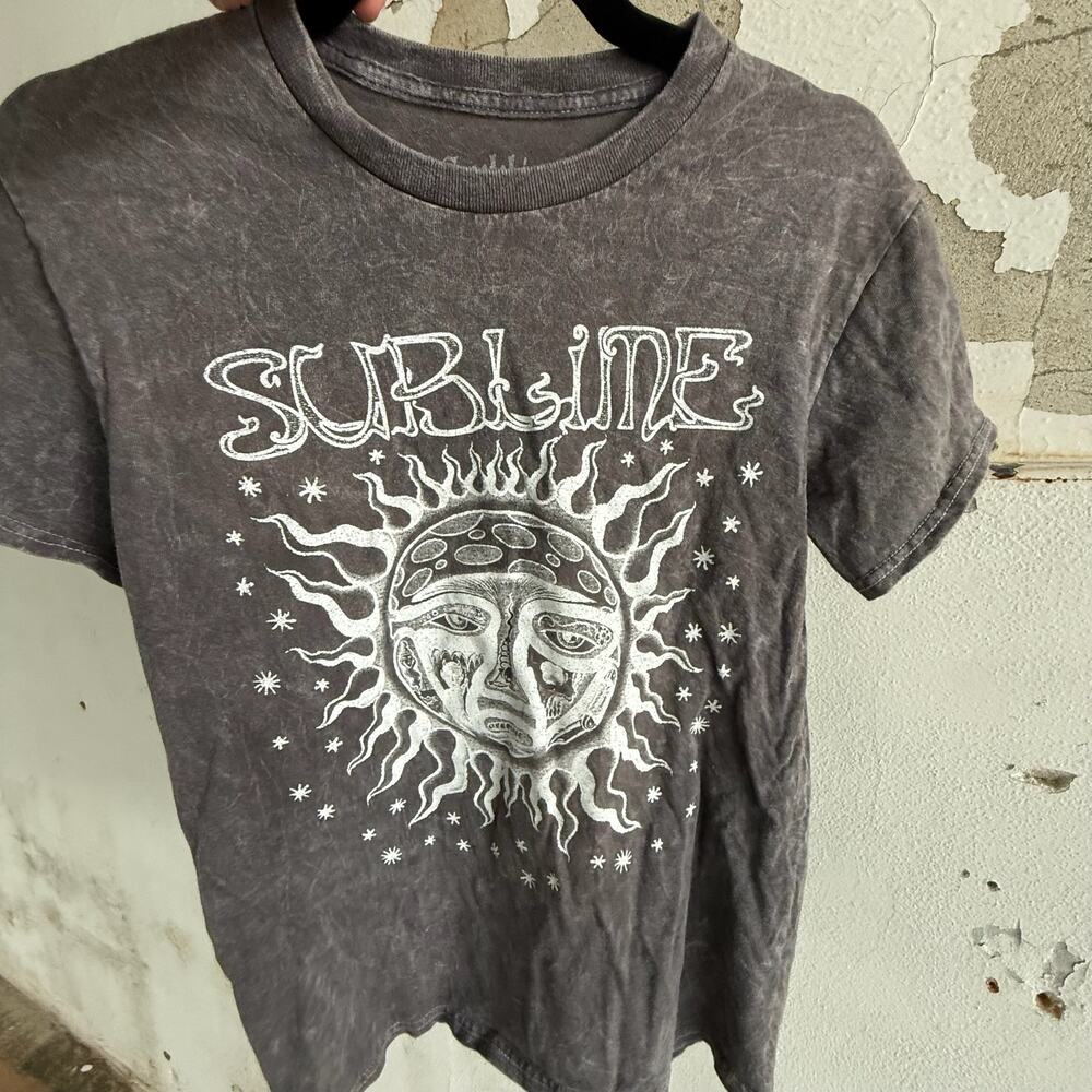 Grunge‎ Sublime Sun Band Tee Vintage Graphic T Shirt Charcoal Gray